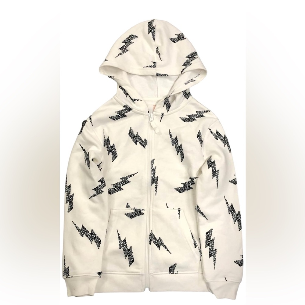 🆕Cat & Jack Boys Fleece Full-Zip Lightening Bolt Hoodie Size 4/5 NWT